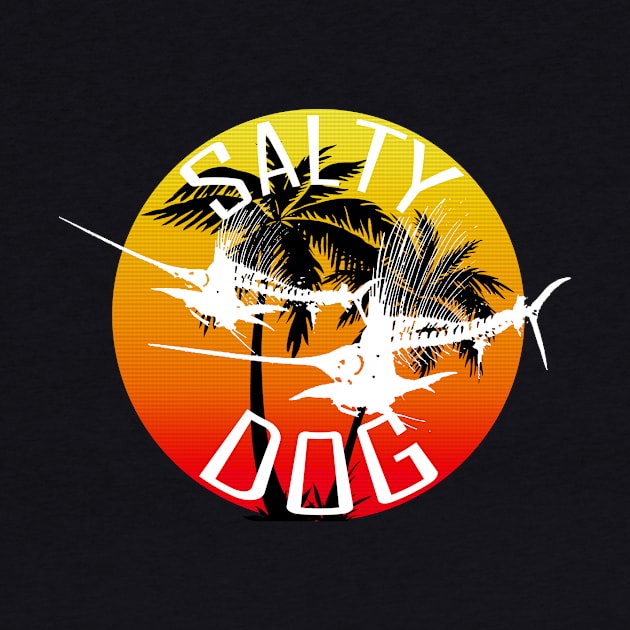 Salty Dog Marlin Skeletons Sunset Palm trees by Sneek661